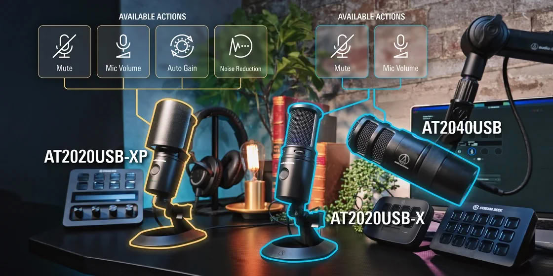 Kontrol mikrofon Audio-Technica melalui Elgato Stream Deck