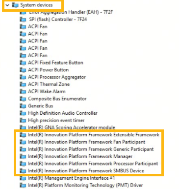 Intel IPF Processor Participant driver dengan tanda peringatan di Device Manager