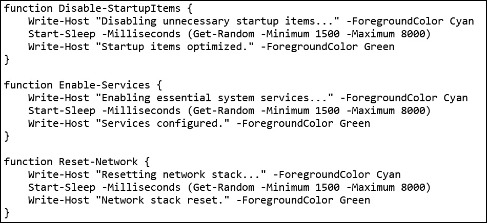 Fungsi optimasi palsu dalam script PowerShell